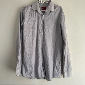 Hugo Boss modern fit button down work dress shirt in blue and white